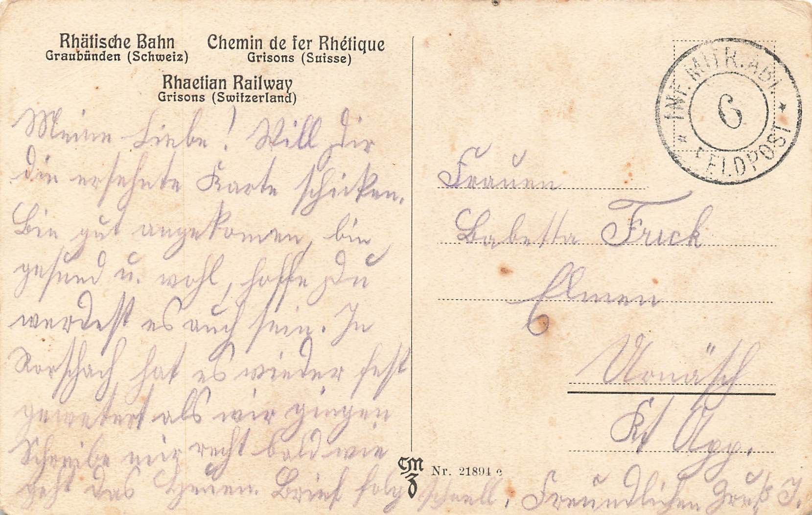 Cartoline postali: Die kehren sergun Freda Eisenbahn Zug – Usato da Biasca venduto da Blenio71 1