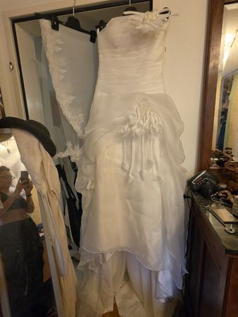 wunderschönes Brautkleid in Größe 38 mit besticktem Schleier
