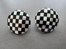 OHRSTECKER SCHACHBRETTMUSTER SCHWARZ/WEISS MIT PERLMUTT