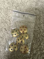 6 goldene Knöpfe, Vintage, Sterne & Mond 25mm