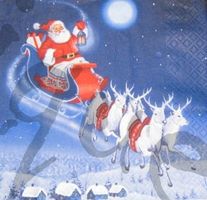 Serviette santa mit rentierschlitten (w34) 2Stk.