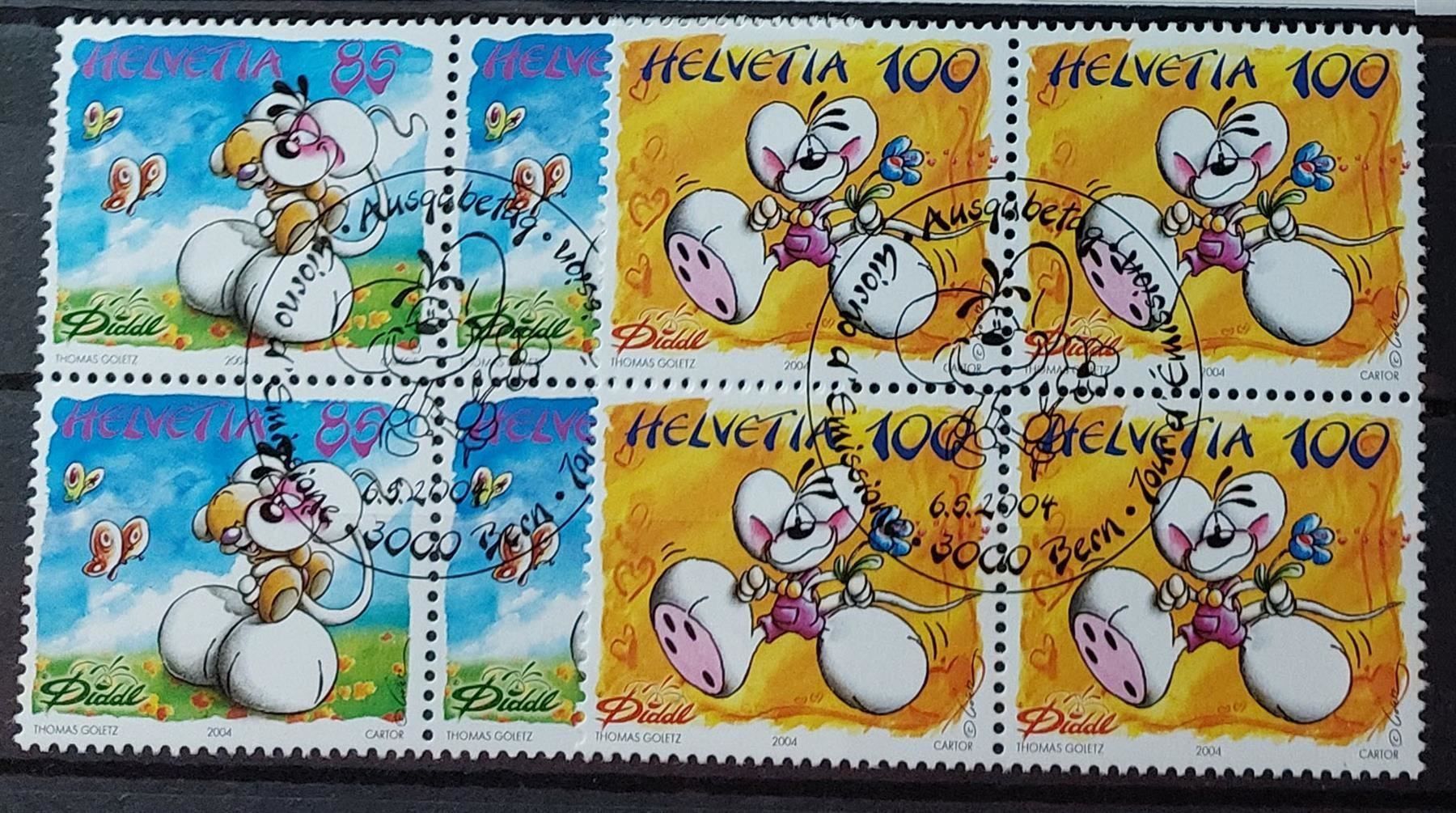 Tutti i francobolli: B1125 - Diddl 2004  bloc4 obl. 1er jour – Usato da Trélex venduto da Phil_Albert