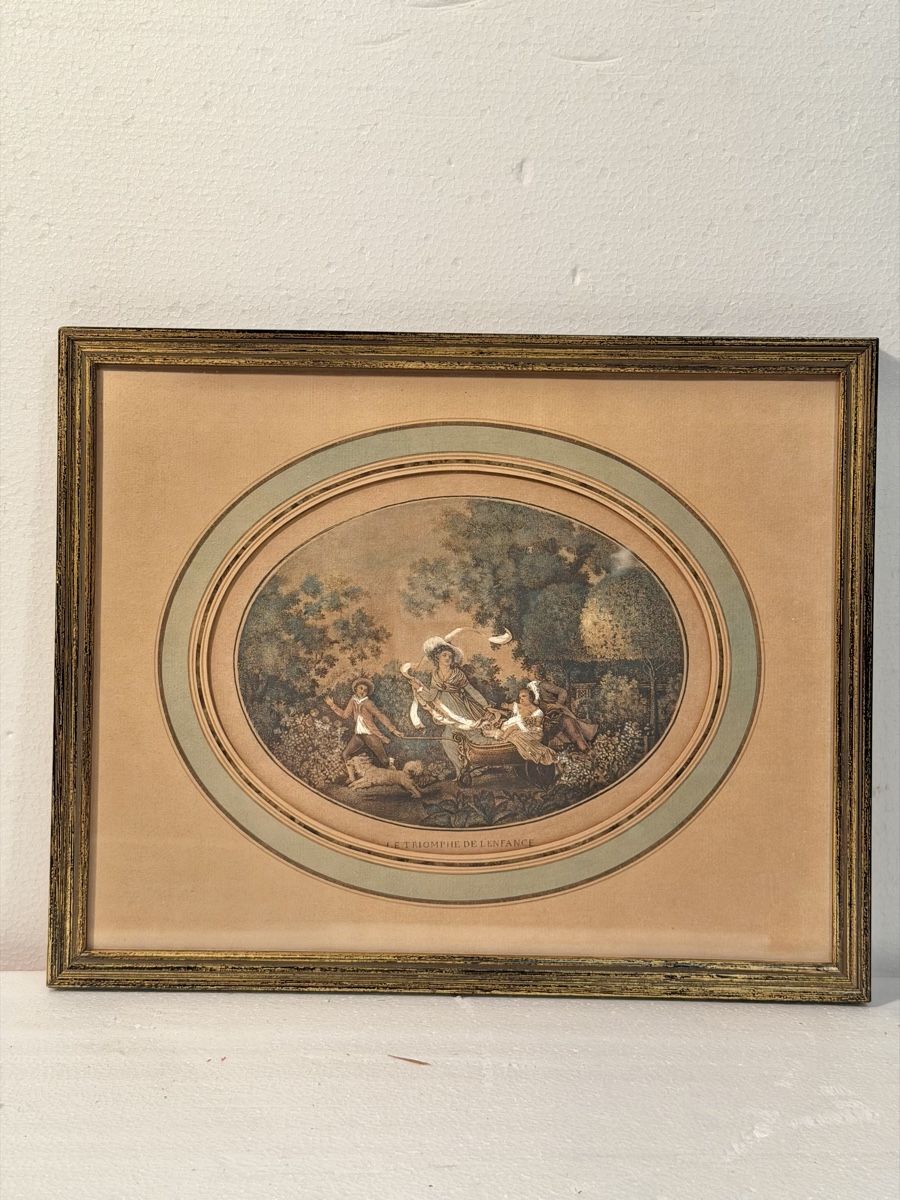 Incisioni: Vintage "Le Triomphe de L'enfance" Framed Print – Usato da Lausanne venduto da artnouveau05
