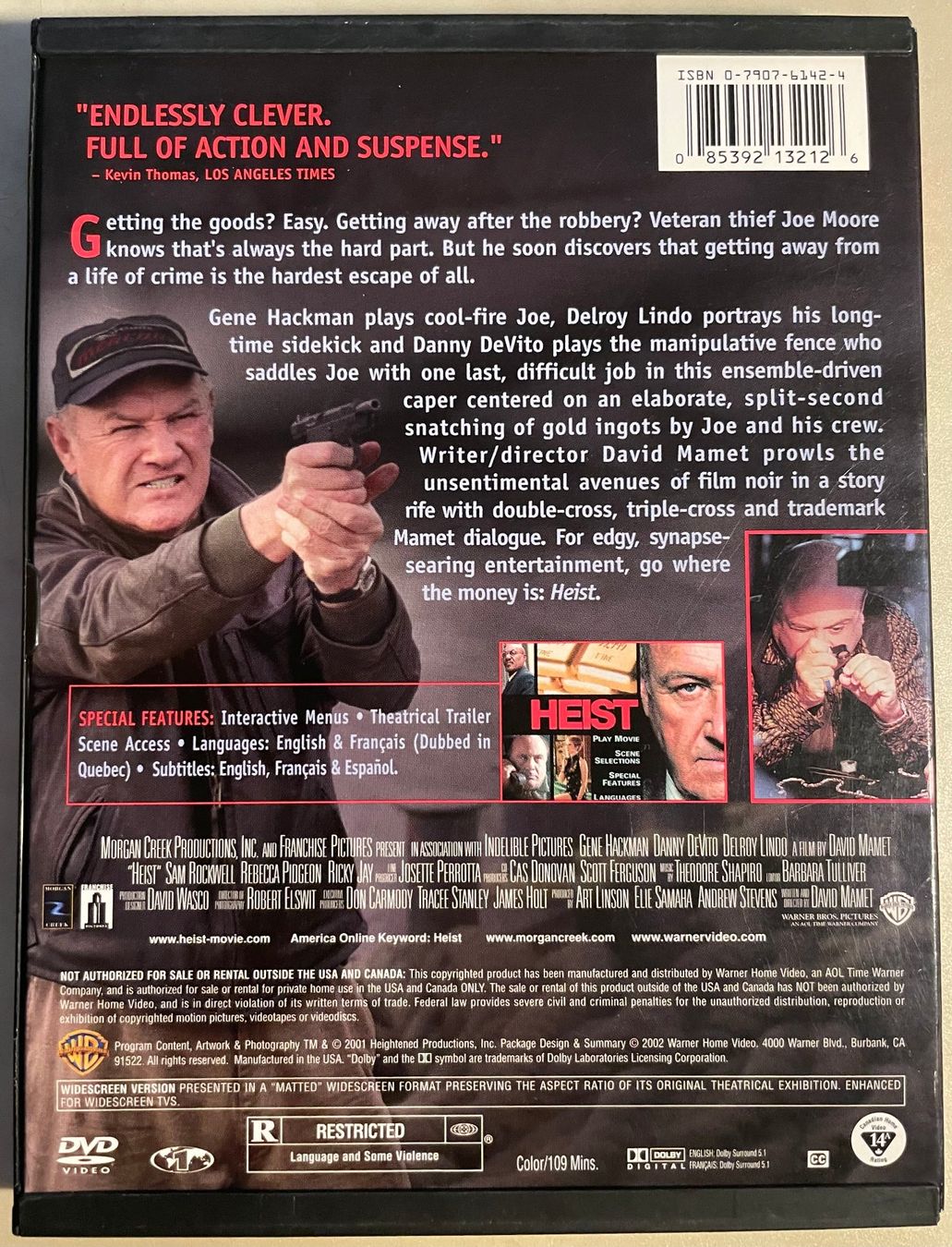 Tutti i DVDs: Heist (2001) Gene Hackman, Danny DeVito (ENG/FRA) Code1 – Usato da Brunnen venduto da Barfly5 1
