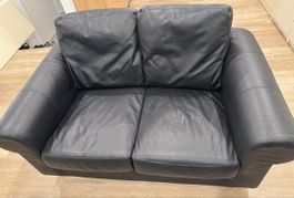 2er-Sofa Leder schwaz