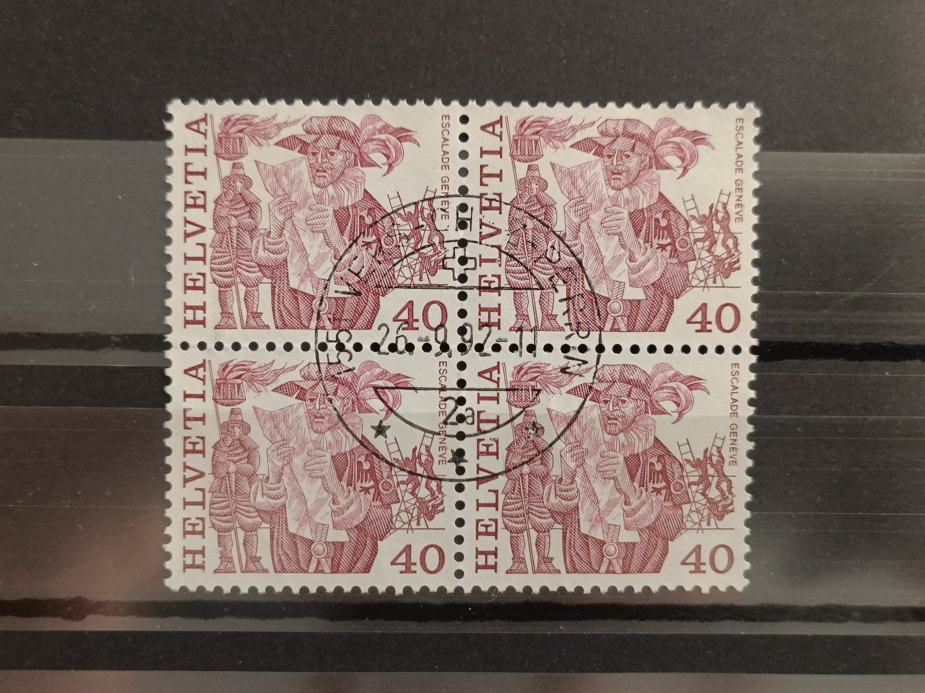 Tutti i francobolli: 1977 Escalade Genf Viererblock Top Stempel – Usato da Dübendorf venduto da goeggi79