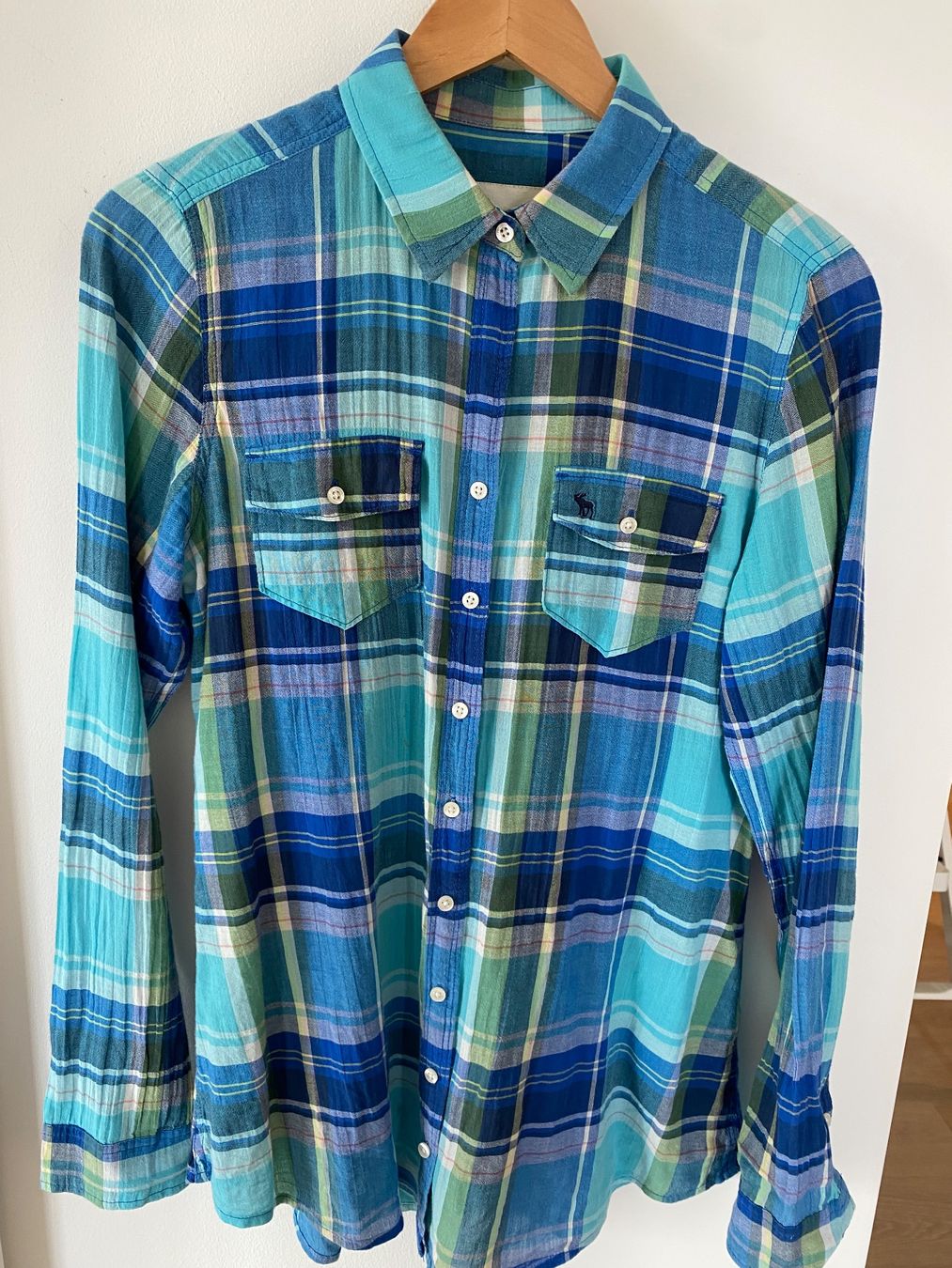 Abercrombie Camicette: Kariertes Hemd, türkis/blau – Nuovo (secondo la descrizione) da Oberrieden venduto da mar_8vmz 5