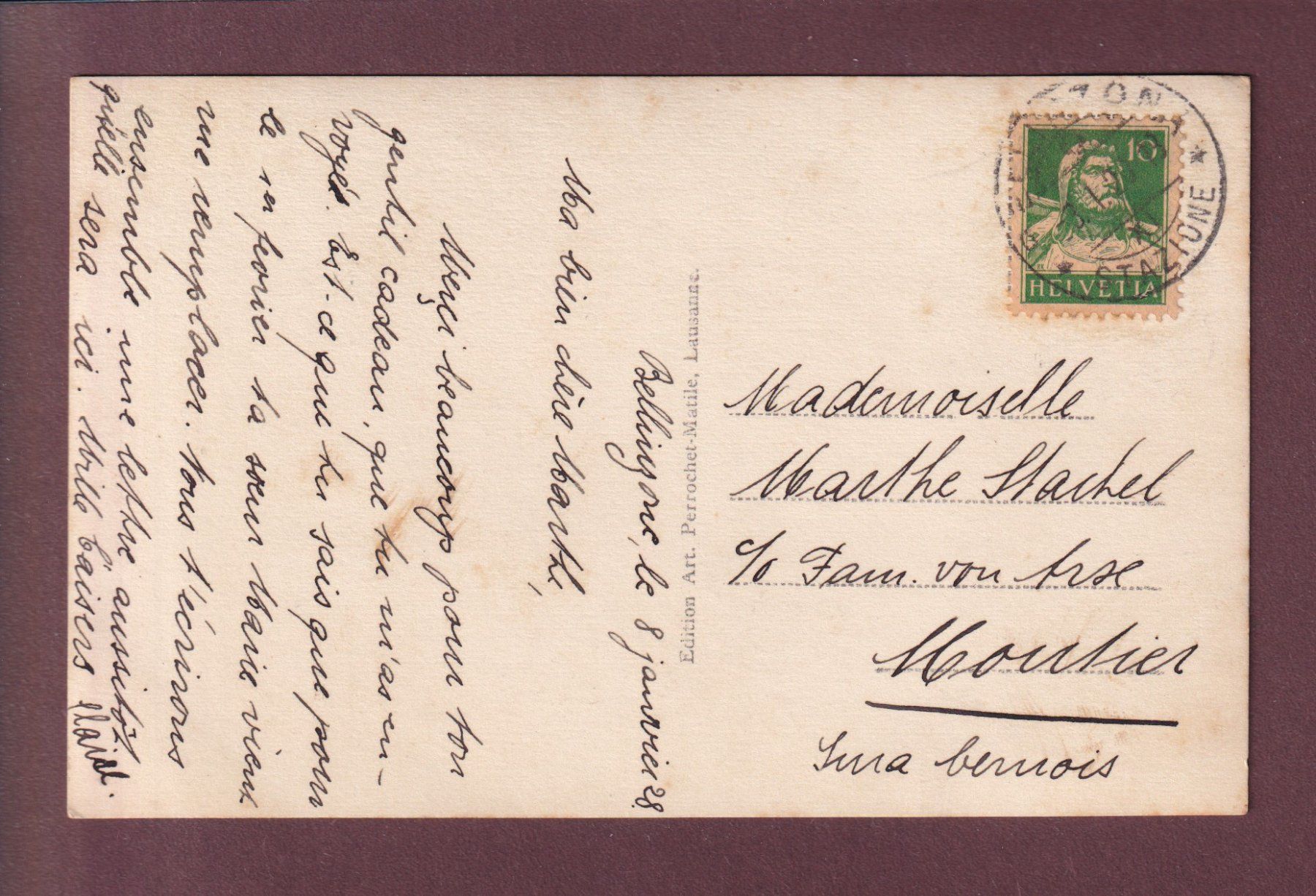 Ansichtskarten: BELLINZONA - 3 Castelli - 1928 – Gebraucht aus Pully von nicecards 1