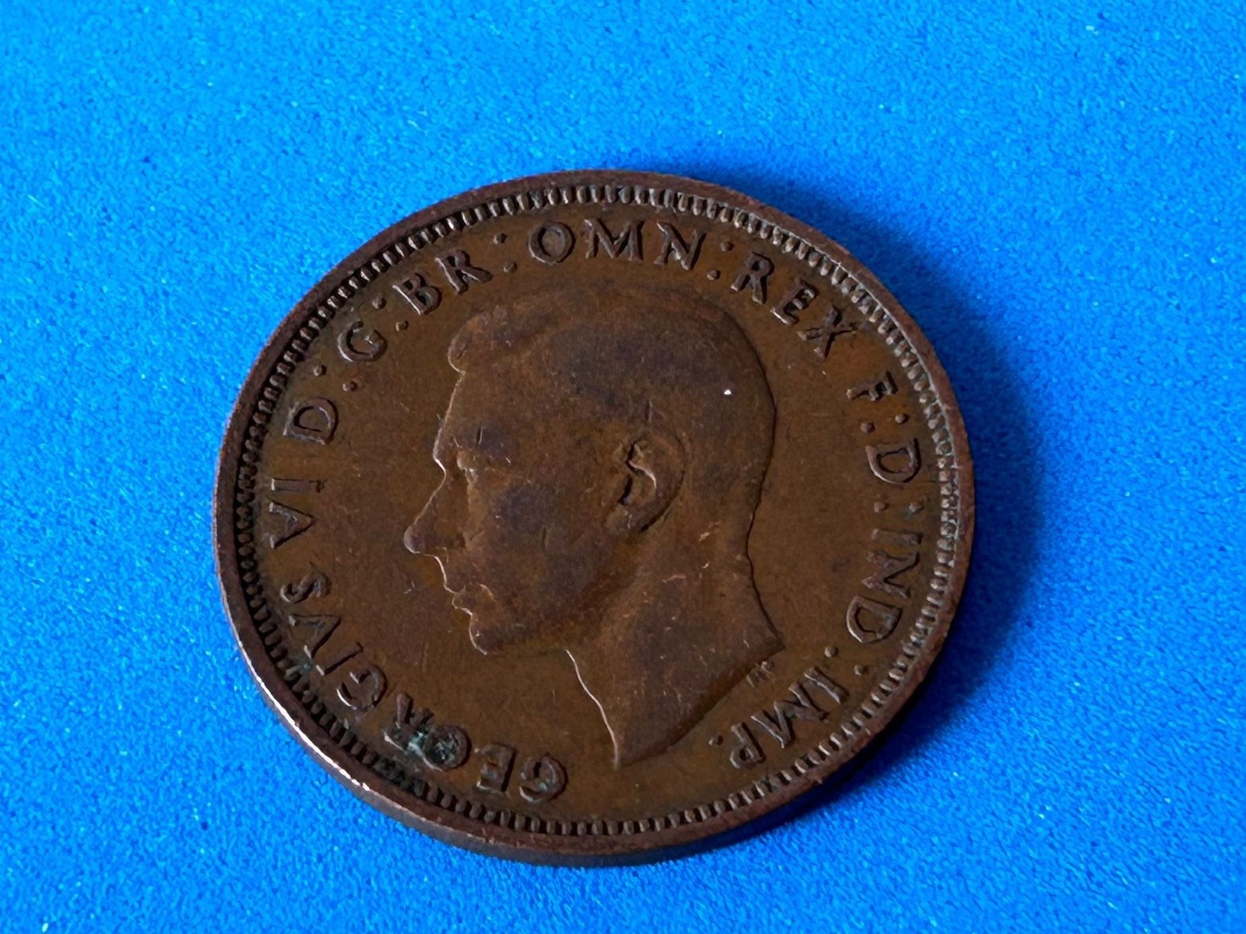Alle Münzen: UK - Half Penny - George VI 1943 – Gebraucht aus Corcelles NE von AJKader 3
