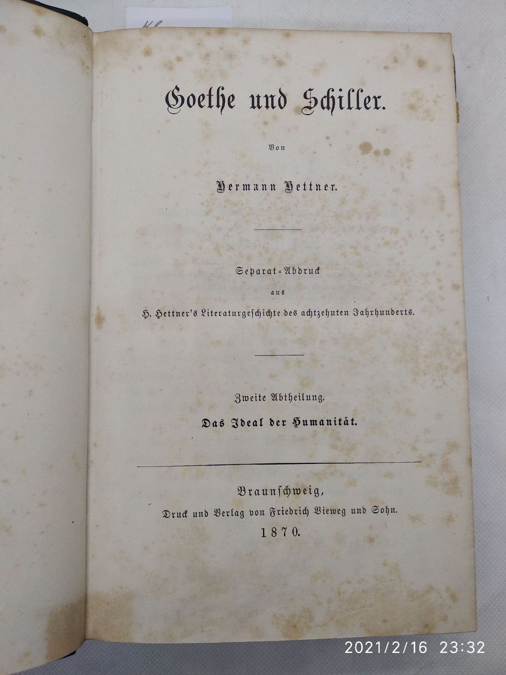 Libri: GOETHE UND SCHILLER – Usato da Goldach venduto da Gaip 2