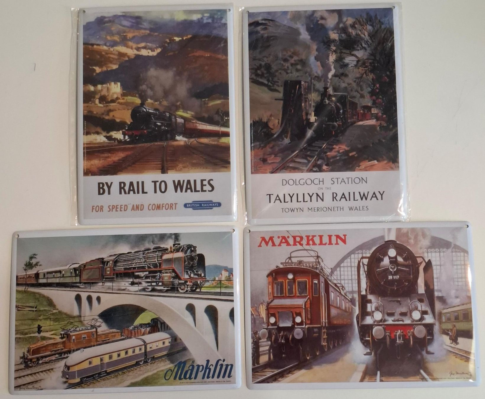 Insegne: 4 Blechschilder Eisenbahn Nostalgie-Look, sehr schön! – Usato da Alpnach Dorf venduto da Dekon20