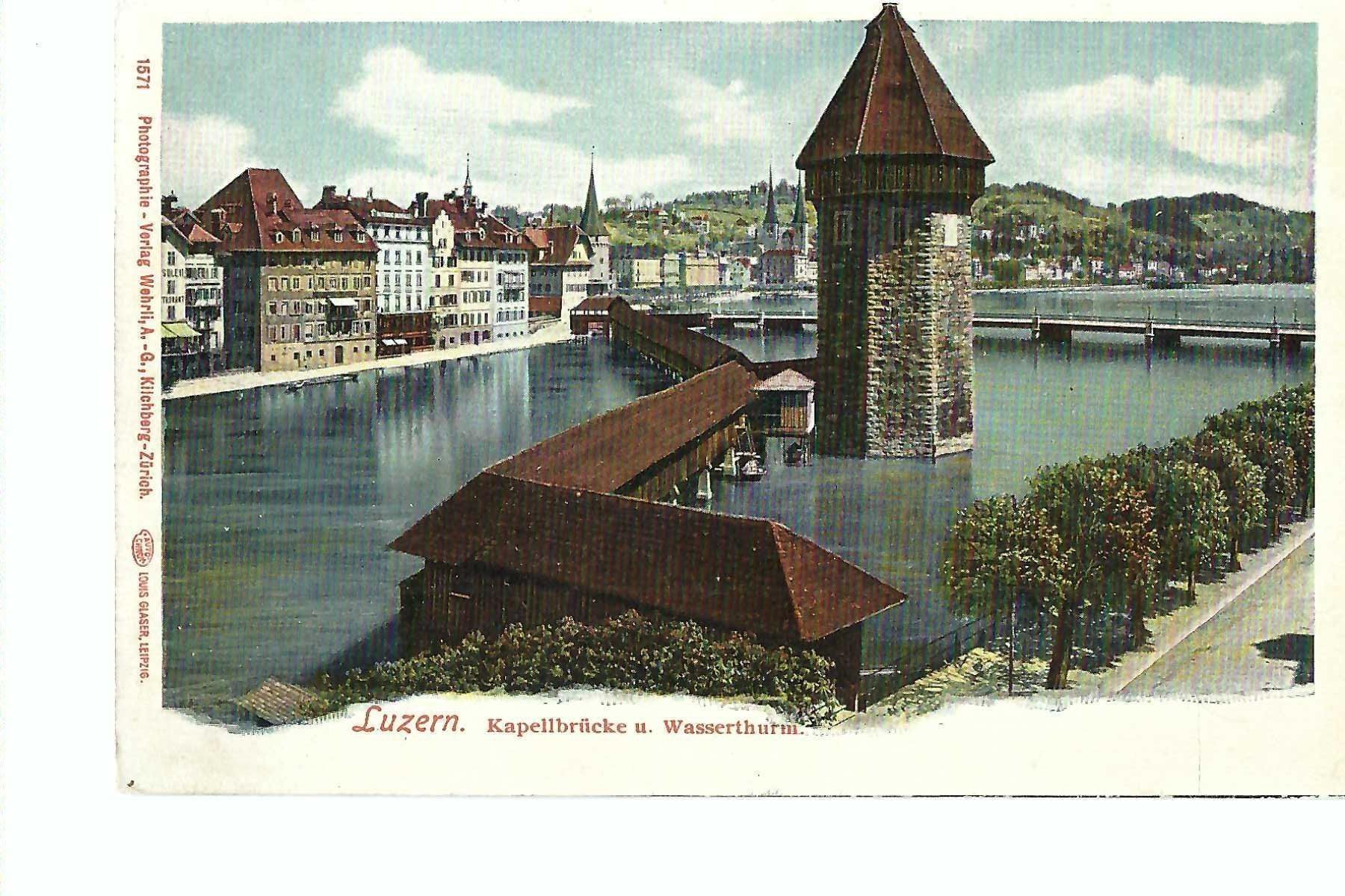 Cartoline postali: Luzern Kapellbrücke u. Wasserturm – Usato da Thun venduto da 44wart