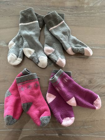 4 Paar Winter Socken Mädchen Gr. 19-22,🩵🩶
