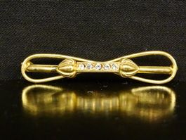 Vintage Brosche Modeschmuck Gold Strass 60er 70er 80er