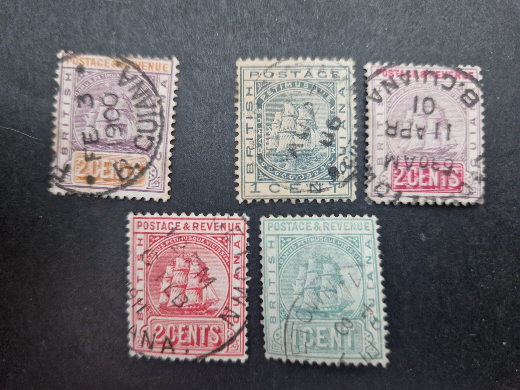 Alle Briefmarken: 5 seltene British Guiana Marken – Gebraucht aus Münchwilen TG von Nonno39