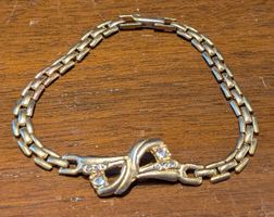 Vintage Gliederarmband goldfarben mit Strass,  19cm
