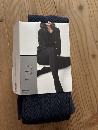 Collants NEUFS bleu marine M coton
