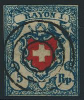 1851 - Rayon I · o K - Bieler 3 Ring Stempel · Voll