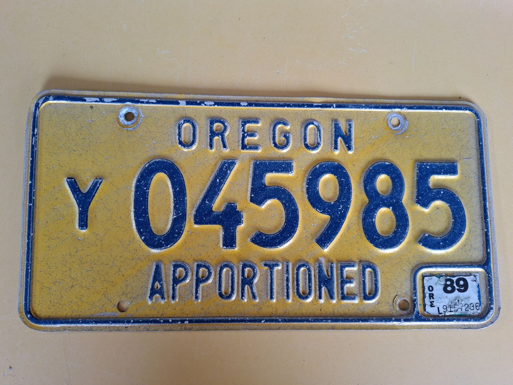 Insegne: Nummertafel Oregon Y 045985 Apportioned 89 – Usato da Ehrendingen venduto da CHMEX