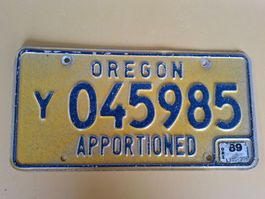 Nummertafel Oregon Y 045985 Apportioned 89