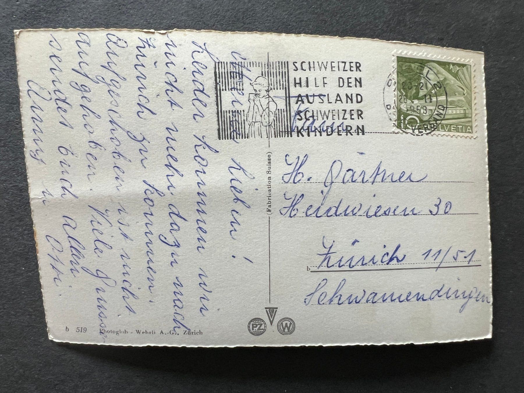 Ansichtskarten: Ansichtskarte Basel Marktplatz  1953  (M212) – Gebraucht aus Hinwil von Sidi4 1