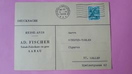 alte Postkarte  1939 mit 5 Rappen Briefmarke