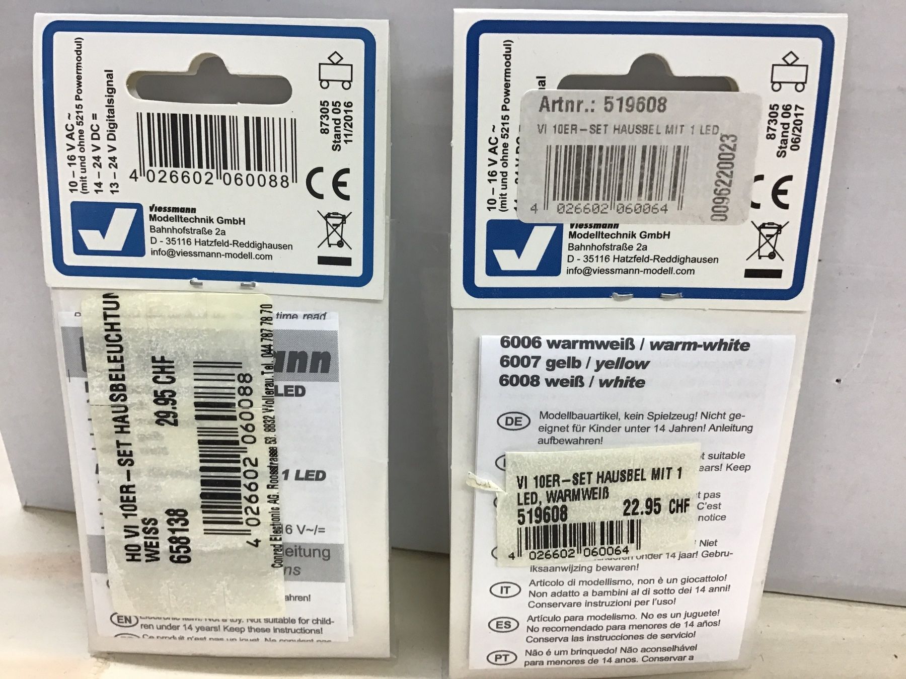 Viessmann Modelleisenbahnen: Viessmann Hausbeleuchtung 6008 mit LED - 2x.. – Neu und originalverpackt aus Männedorf von Spezial-Modelle 1