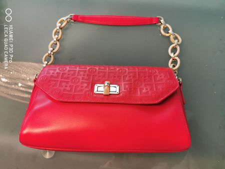 LEDER-HANDTASCHE DISSONA ROT, NEUWERTIG