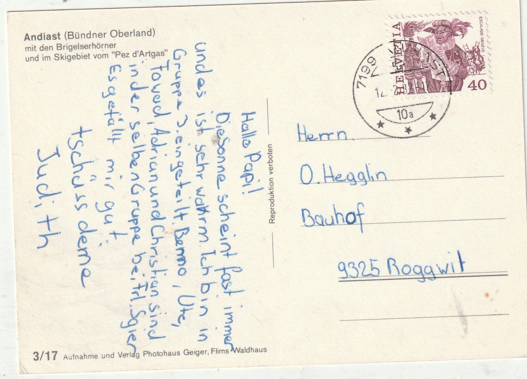Cartes postales: Andiast Skibetrieb MBK – D'occasion à Lumbrein par made02 1