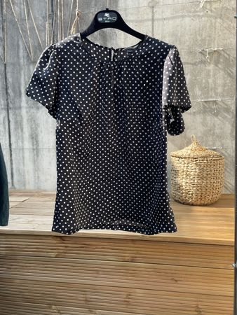 J.Crew Bluse, Gr. 4, Schwarz/Weiss gepunktet