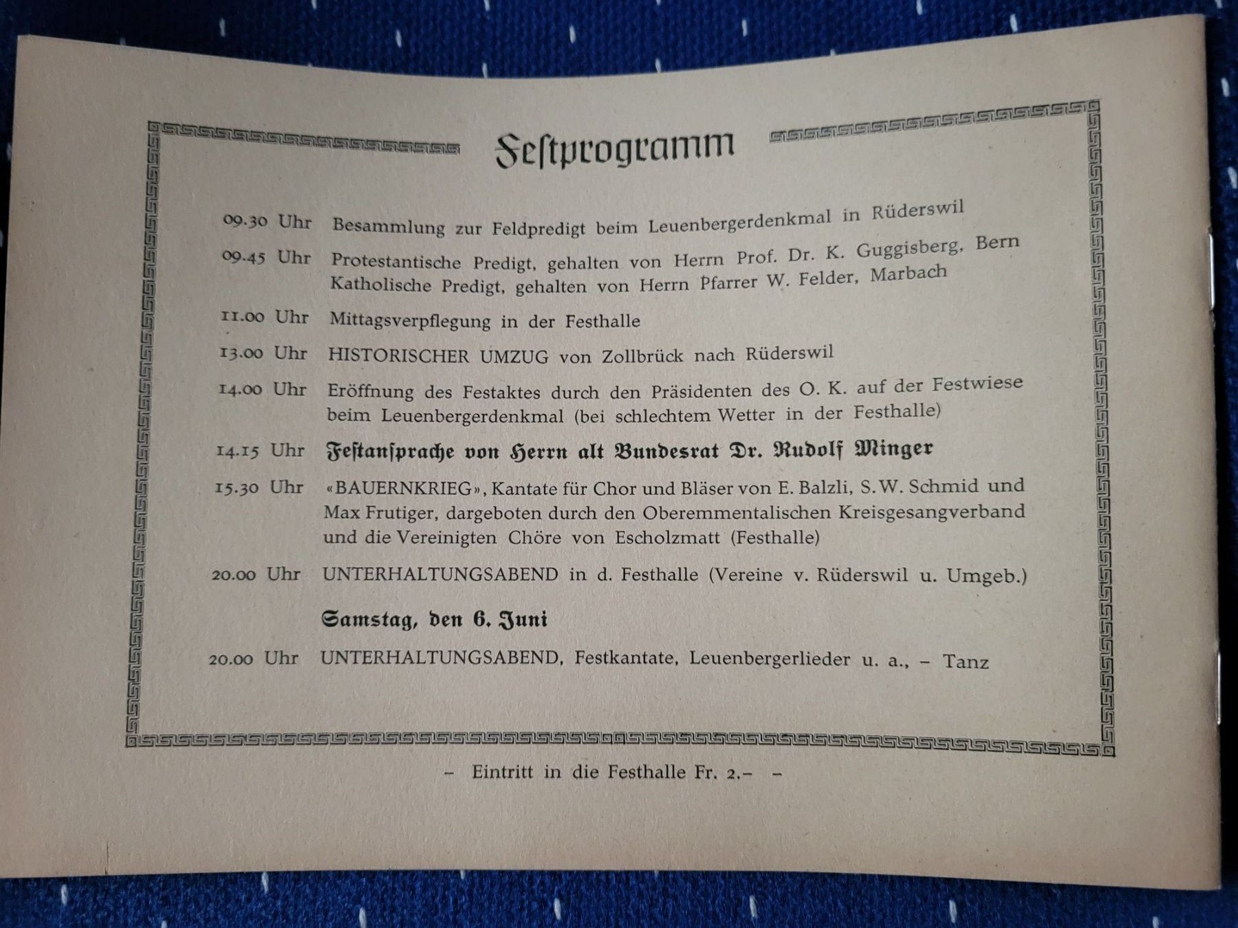 Dokumente: Festführer, 1653/1953, Historischer Umzug, Festprogramm – Gebraucht aus Langnau i. E. von Foodmaster 1