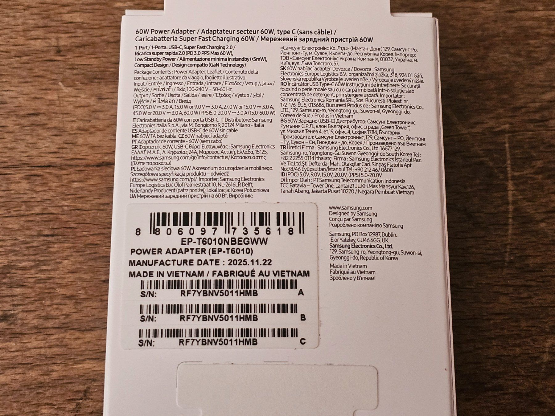 Samsung Caricabatterie: NEU SAMSUNG 60W Power Adapter Low Standbay – Nuovo e nell'imballaggio originale da Monte Carasso venduto da giave 1