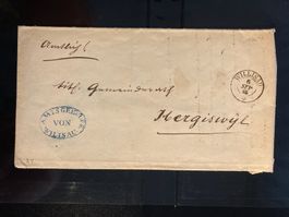 Schweiz 1865 Faltbrief Willisau nach Hergiswyl AMTLICH