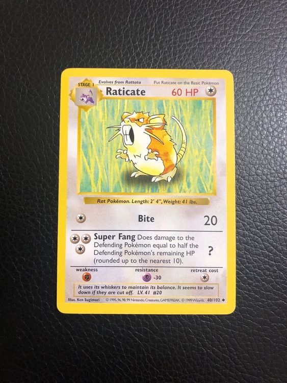 Base Set Shadowless - Raticate 40/102 Ab 1 (Gebraucht) in Paradiso für ...