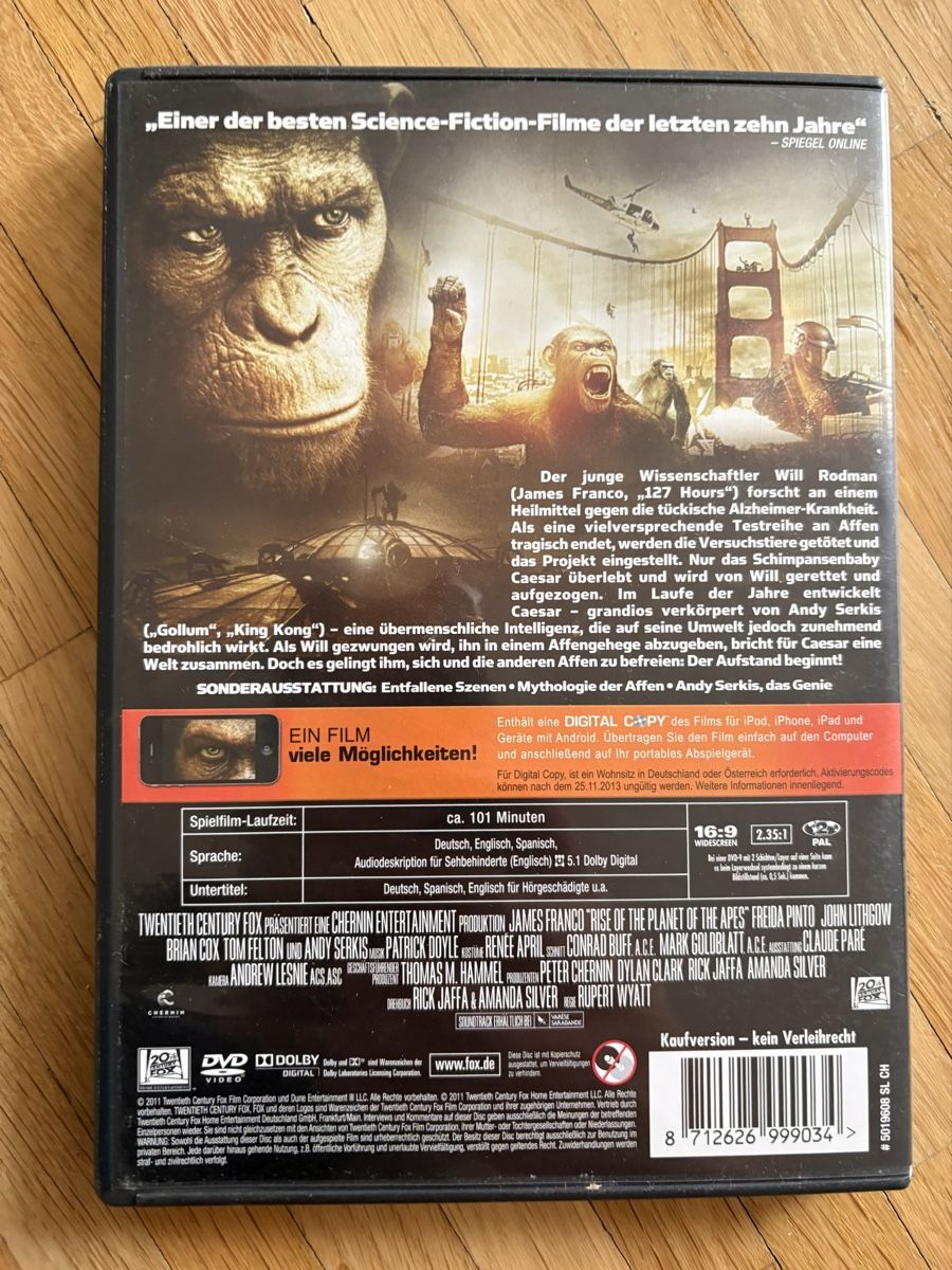 Tutti i DVDs: Planet der Affen: Prevolution - DVD - Top Zustand! – Usato da Romanshorn venduto da mapeter90 1