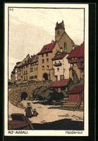 Steindruck-AK Aarau, Partie am Haldentor