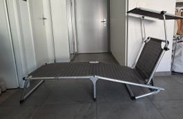 2x Camping Lounger with Sunshade Foldable Aluminum Dark Grey