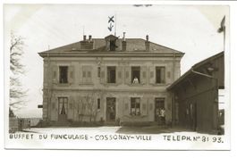 Cossonay ville VD Buffet du Funiculaire - echte Foto-AK 1935