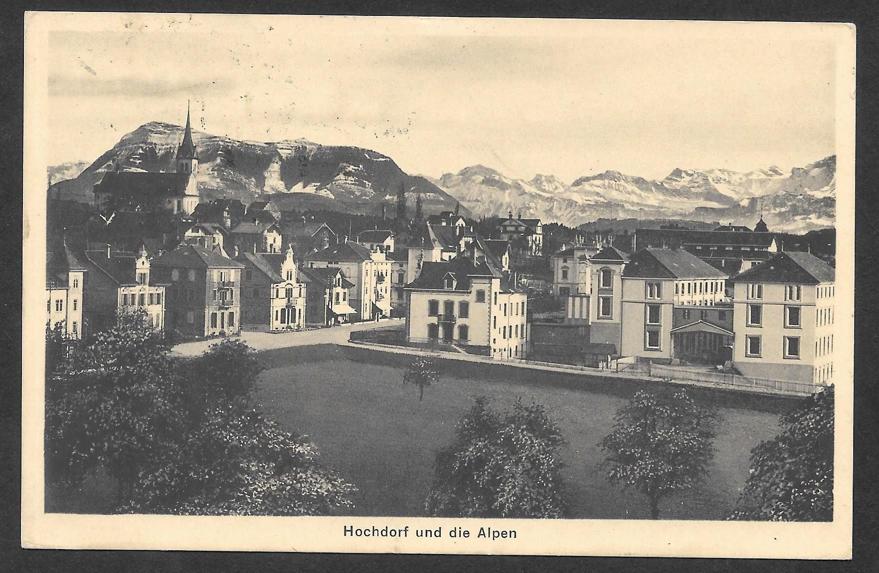Cartoline postali: Hochdorf Teilansicht und die Alpen – Usato da Olten venduto da clotaldi