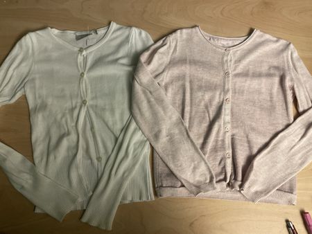 2 H&M Feinstrick Jacken Gr.140 weiss rosa