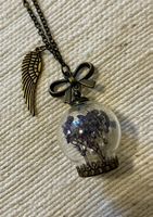 Halskette, Collier mit Anhänger Blüten&Perlen, Messing Farb