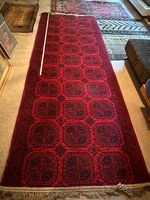 Orientalischer Läufer 100×335 cm, rot, Wolle, handgeknüpft