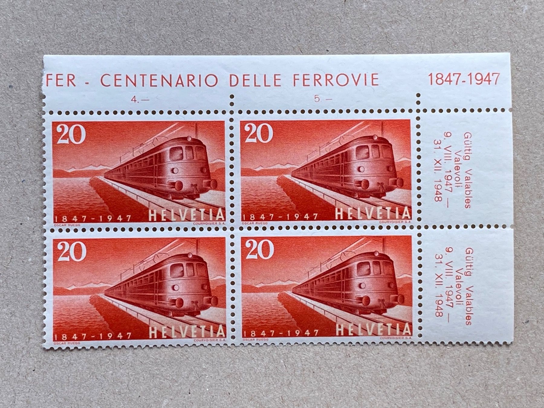 Tutti i francobolli: 279, Rückseite **, Viererblock, Druckverschiebung – Usato da Aarau venduto da hilde47 1