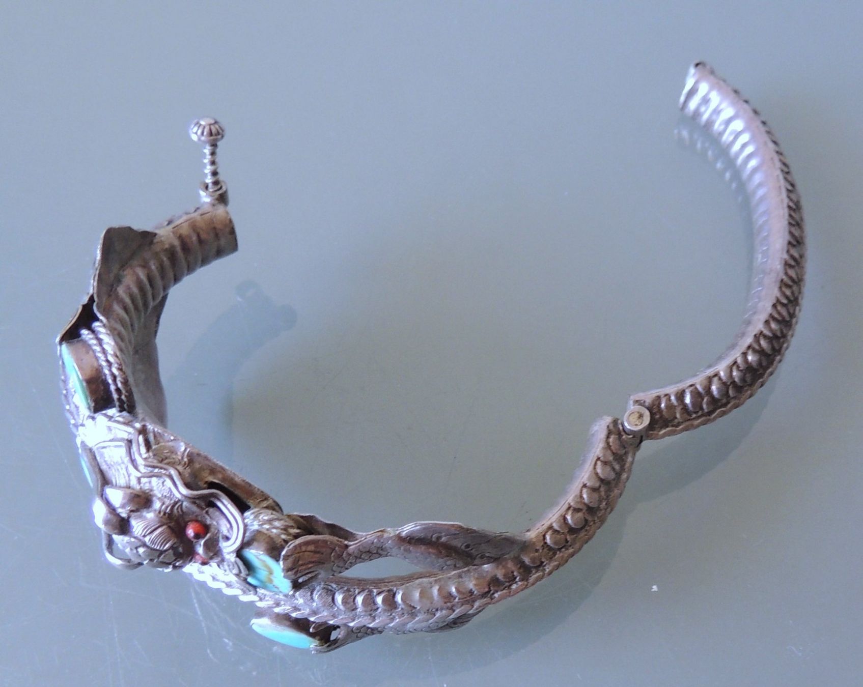 Bracciali & Braccialetti: Drachen Armreif Silber 900 mit Türkis – Usato da Waldenburg venduto da schaller707 4