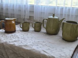  Set Rössler 6-teilig grün-braun vintage gut