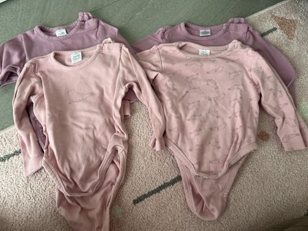 4 body bimba taglia 74/80, 100% cotone, rosa