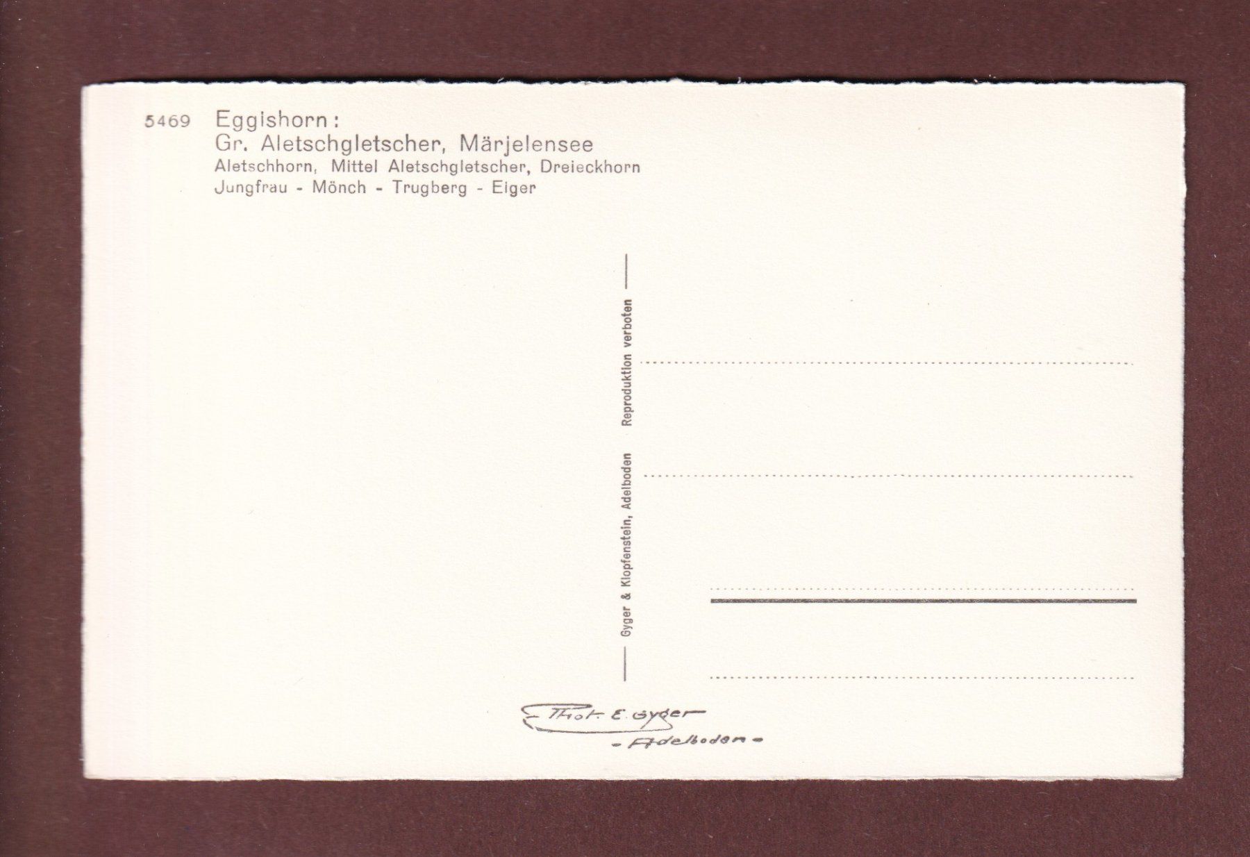 Ansichtskarten: Eggishorn - ALETSCHGLETSCHER – Gebraucht aus Pully von nicecards-shop 1
