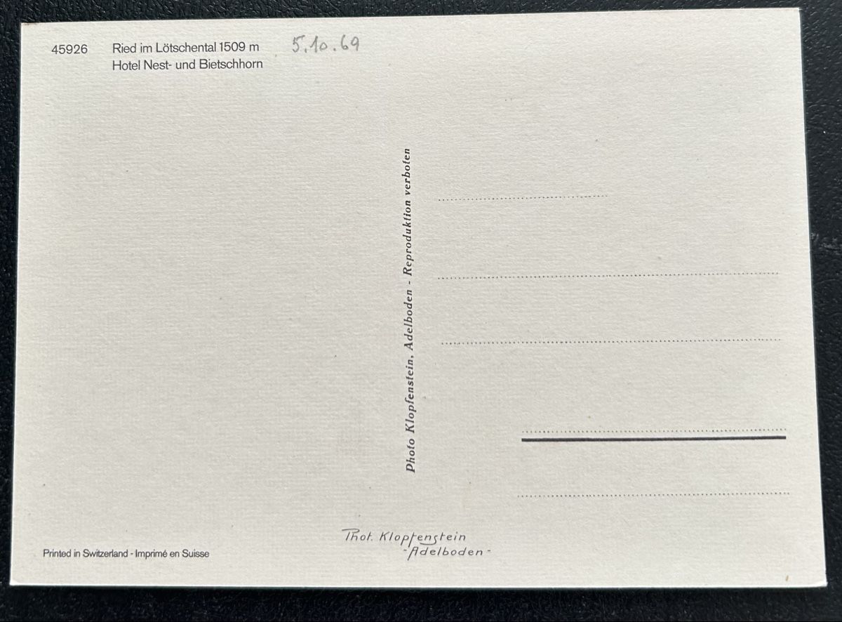Cartoline postali: Ried lm Lötschental  – Usato da Horw venduto da Tellbub 1