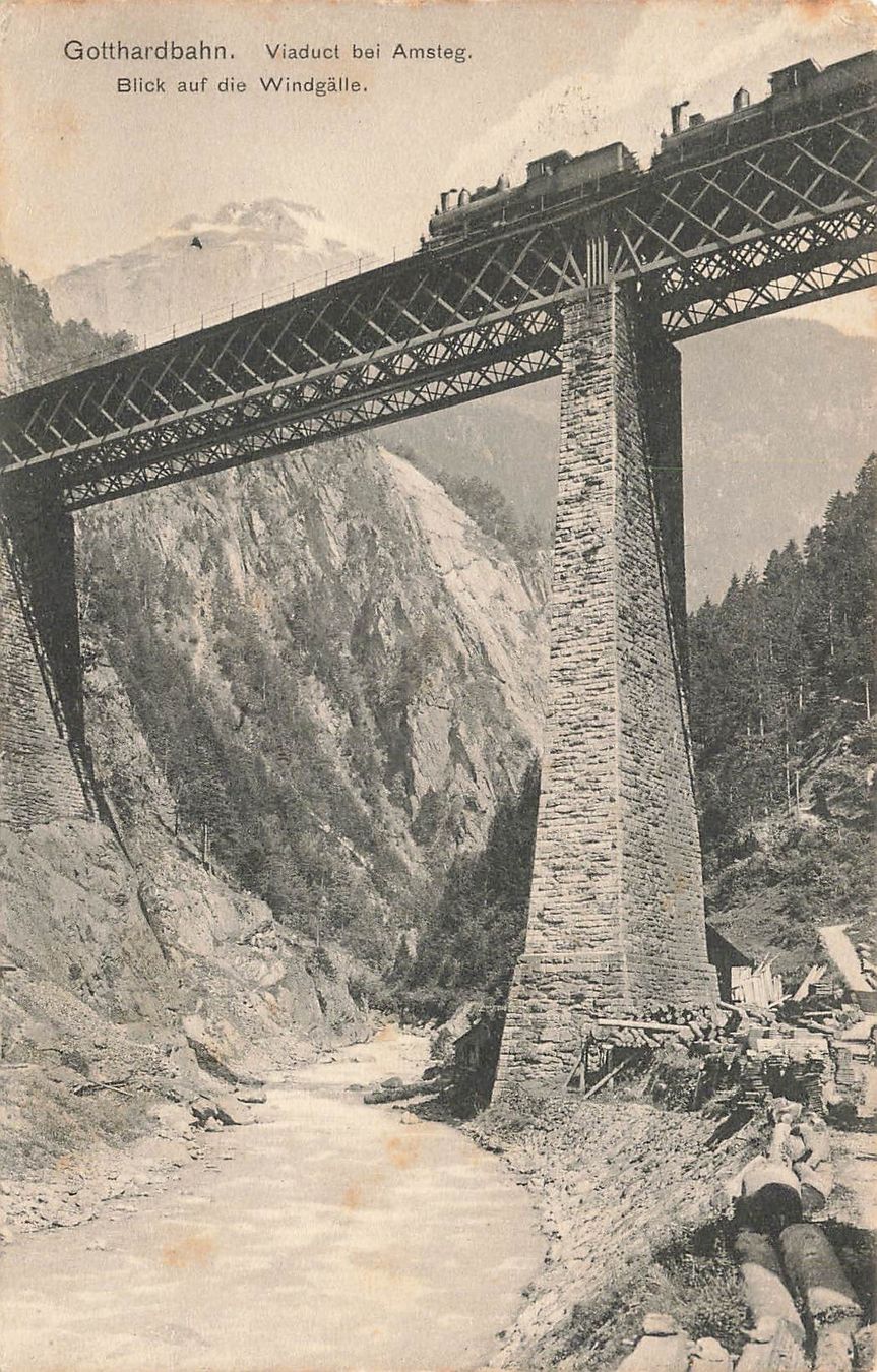 Cartes postales: Amsteg UR Gotthardbahn Viadukt Dampflok bahn – D'occasion à Biasca par Blenio71