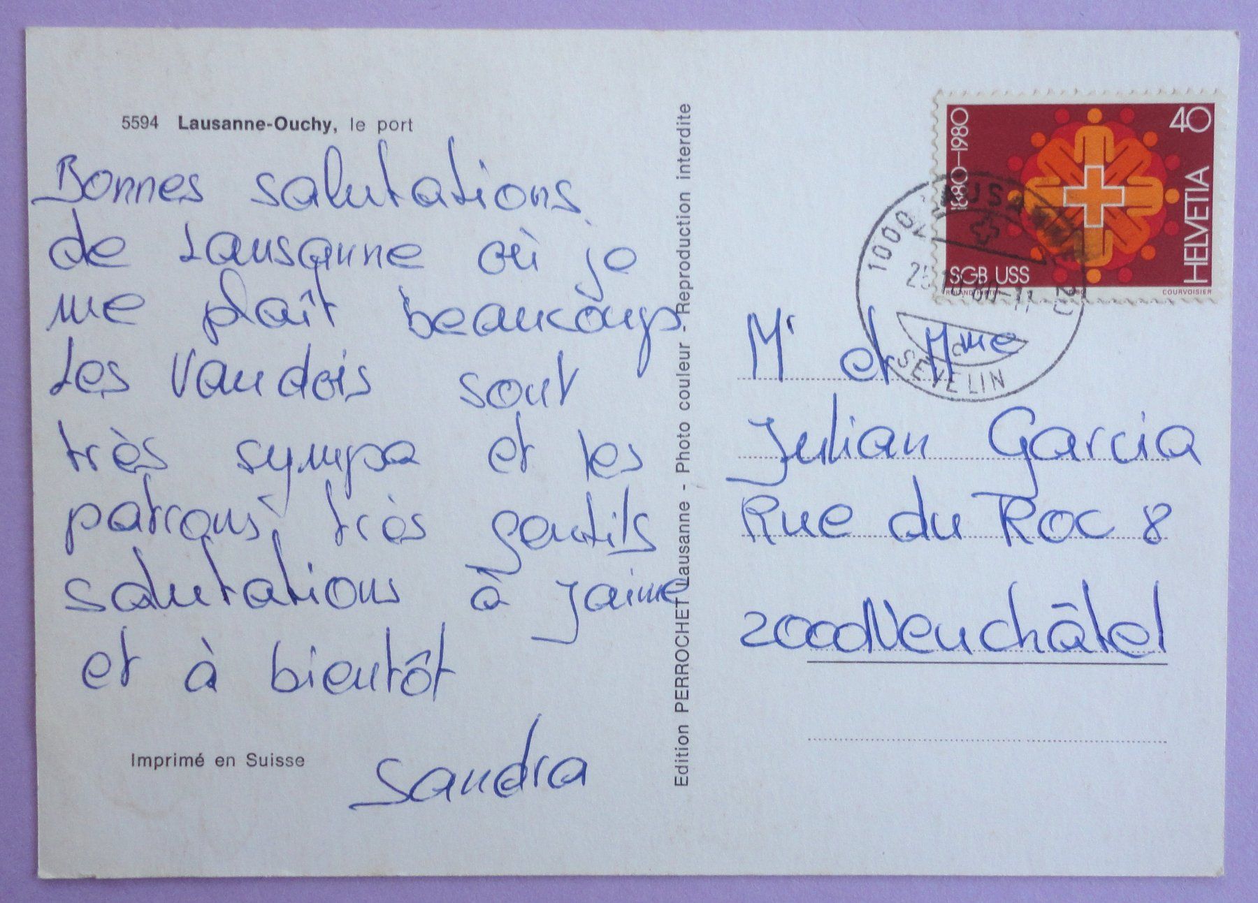 Cartoline postali: Lausanne-Ouchy, le port – Usato da Fétigny venduto da Billy2miny 1